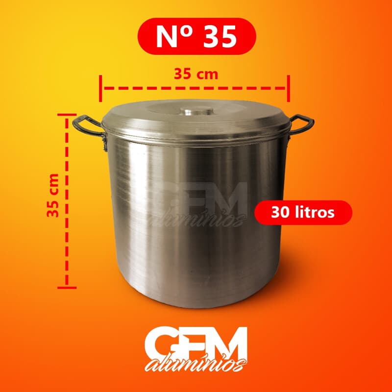 Caldeirão de alumínio Linha Hotel nº 35 - 30 litros / Panela de alumínio /Caldeirão/ Caldeirão de Alumínio / Panela 30 litros/ Caldeirão 30 litros