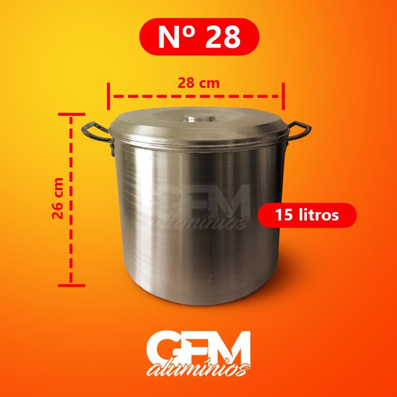 Caldeirão de alumínio Linha Hotel nº 28 - 15 litros / Panela de alumínio /Caldeirão/ Caldeirão de Alumínio / Panela 15 litros/ Caldeirão 15 litros