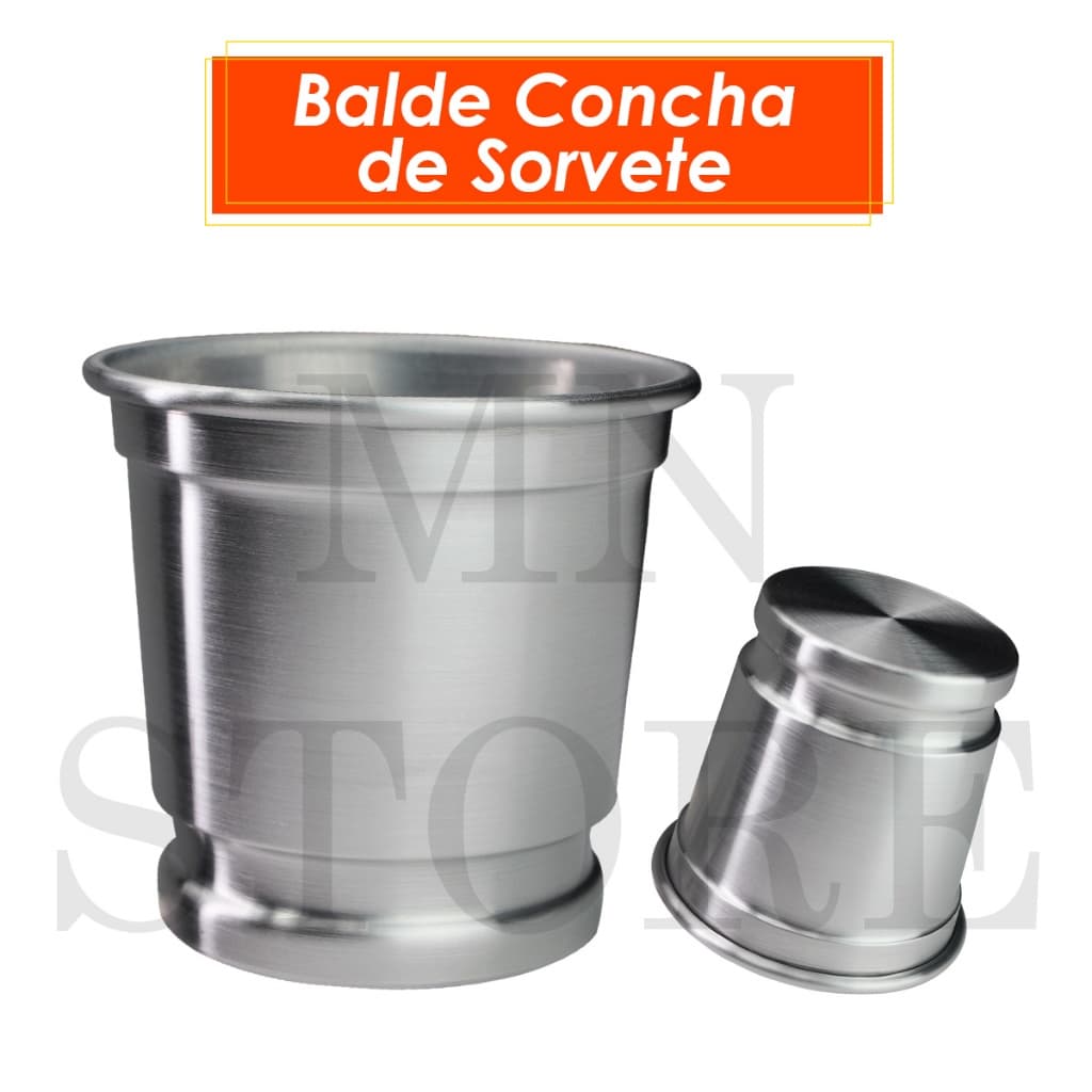 Balde Para Concha Colher Sorvete Alumínio 13x13x10 Cm
