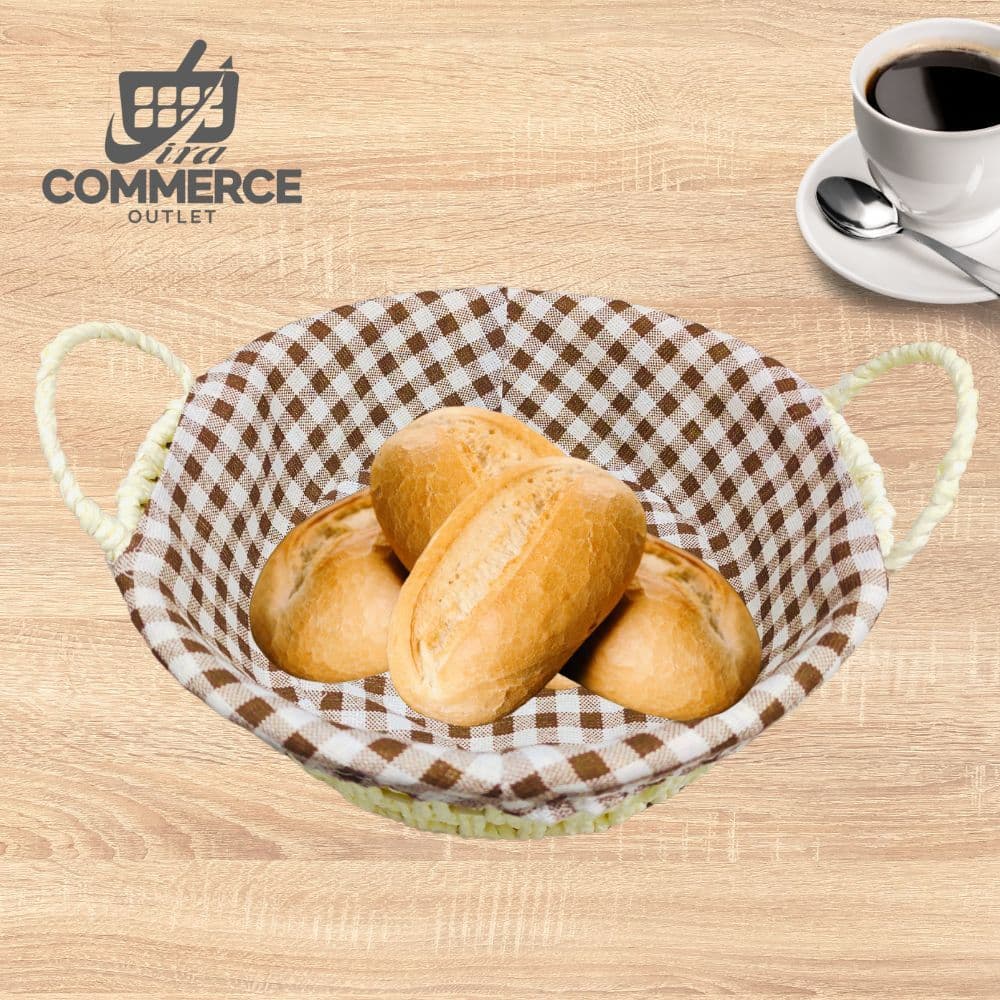 Cesto de Pão Redondo Retangular para Pães Bolos Organizador com Forro Estampados