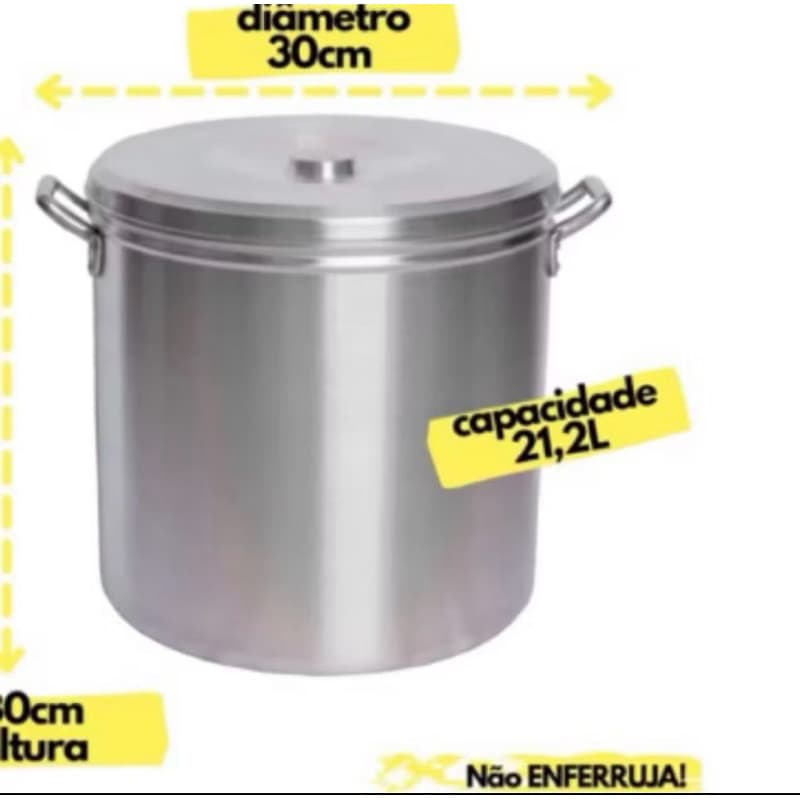 Caldeirão de alumínio Linha Hotel nº 30 - 20 litros / Panela de alumínio /Caldeirão/ Caldeirão de Alumínio