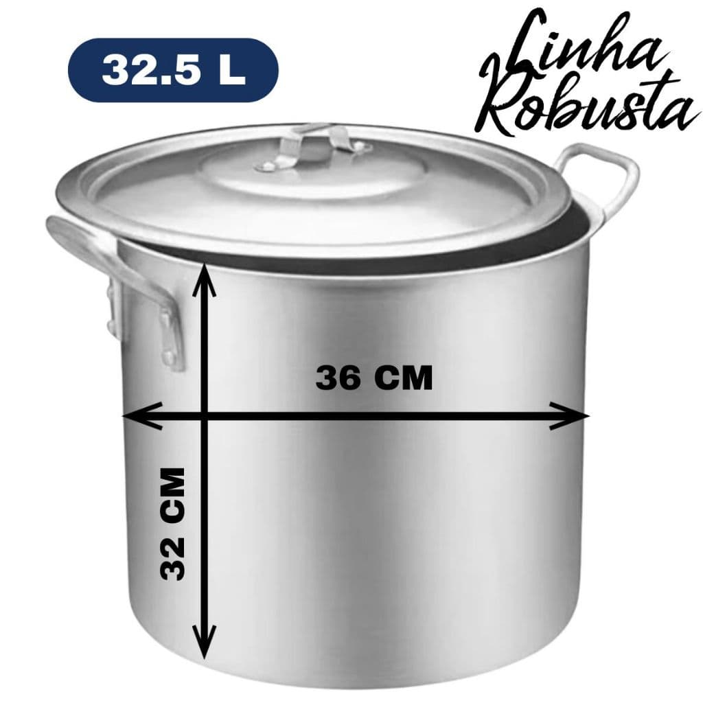 Panela Caldeirao De Aluminio Hotel 32.5 Litros nº36-Caldeirão Hotel/caldeirão cerveja/Caldeirão Panela  Alumínio Grosso