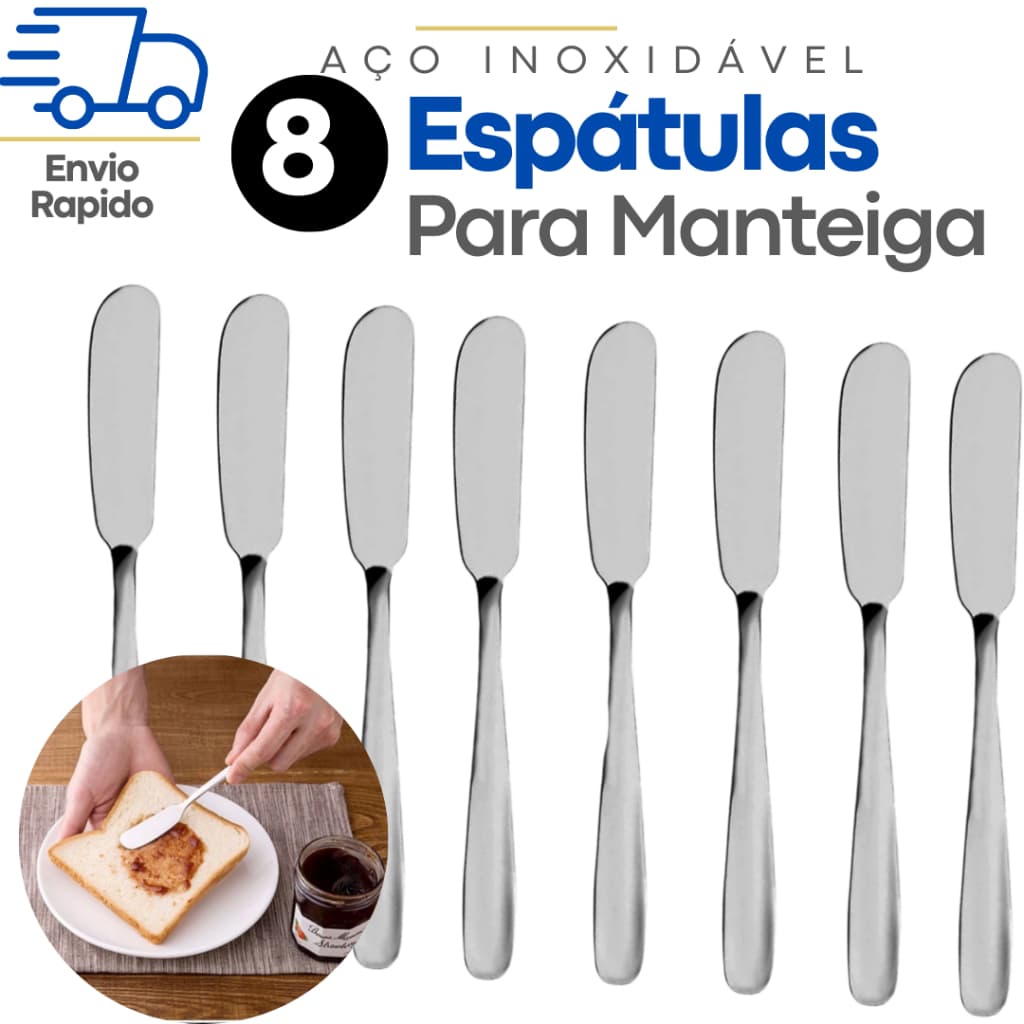 Kit 8 Espátula Para Manteiga Espátulas para Manteiga Inox Espátula para Patê Espátula de Manteiga