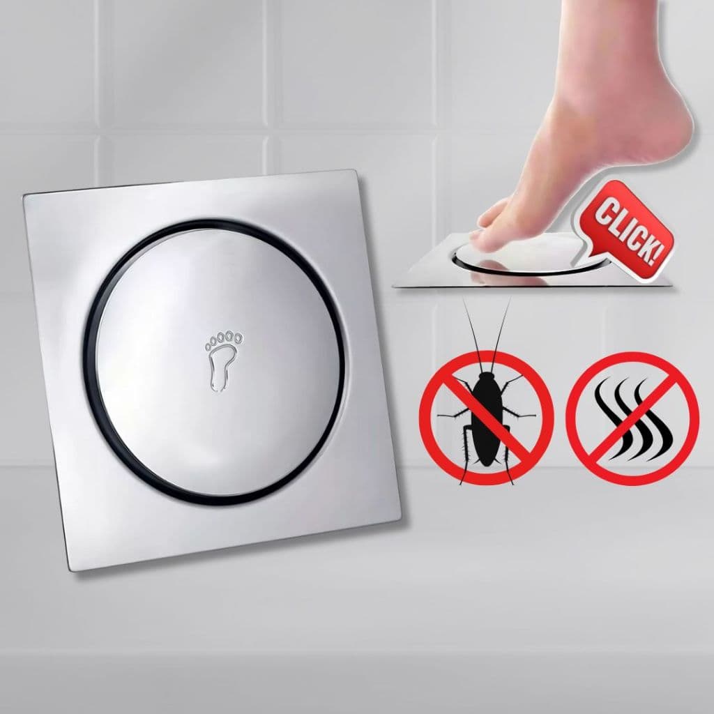 Ralo Clique em Aço Inox Quadrado Ralo de Banheiro 10x10 15x15 Ralo Click Anti Odor