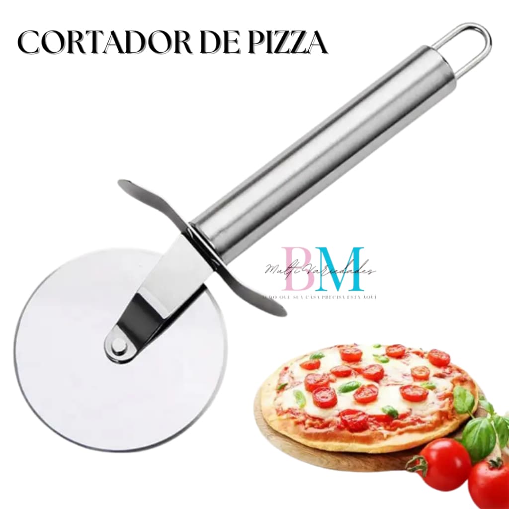 Cortador de Pizza em Aço Inox Carretilha Fatiador de Pizza Cortador de Massa Lisa