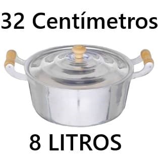 PANELA DE 8 LITROS CAÇAROLA Nº 32 - ROBUSTEZ E DURABILIDADE PARA SUA COZINHA  Alumínio Grosso Batido  caçarolas