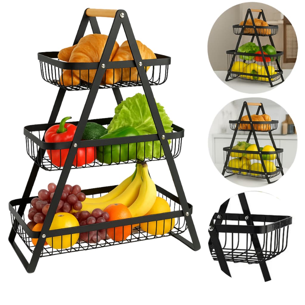 Fruteira De Mesa Promocao Cesto Organizador Fruteira 3 Andar