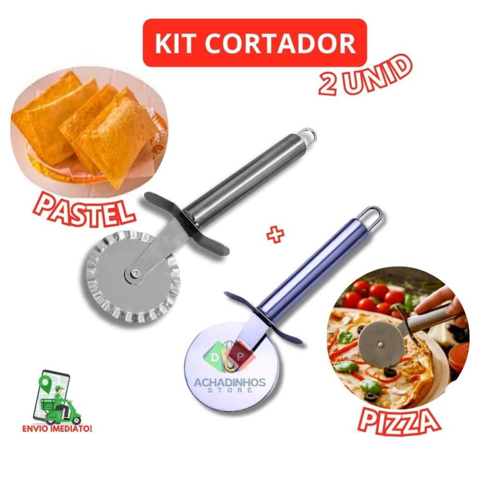 Cortador De Pizza  Cortador De Pastel Kit Carretilha Para Pastel E 2 Unidades Aço Inox De Massas Pizzas Pasteis Lasanha