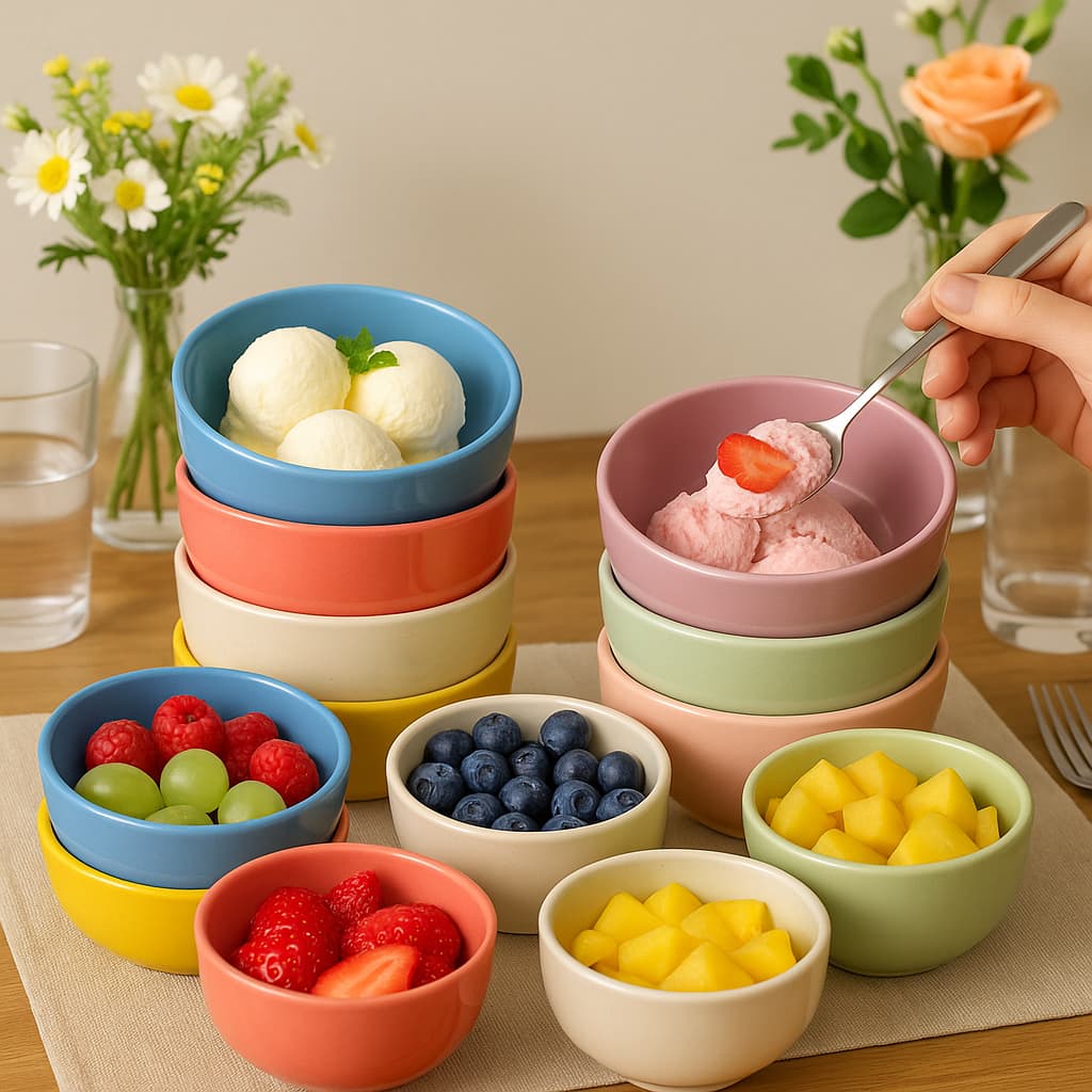 Kit Bowl Cerâmica Premium - Cumbuca 400ml - Bowl Jogo de Sobremesa Tigela - Bowl