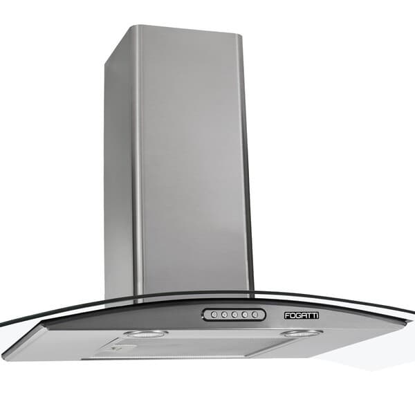 Coifa De Parede Fogatti Vidro Curvo Slim Inox 4 E 6 Bocas 90cm