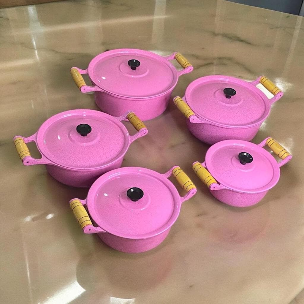 Jogo de Panelas rosa, panelas de Alumínio Fundido, Panelas de Alumínio Batido, Panelas grossa, panelas 8 mm espessura