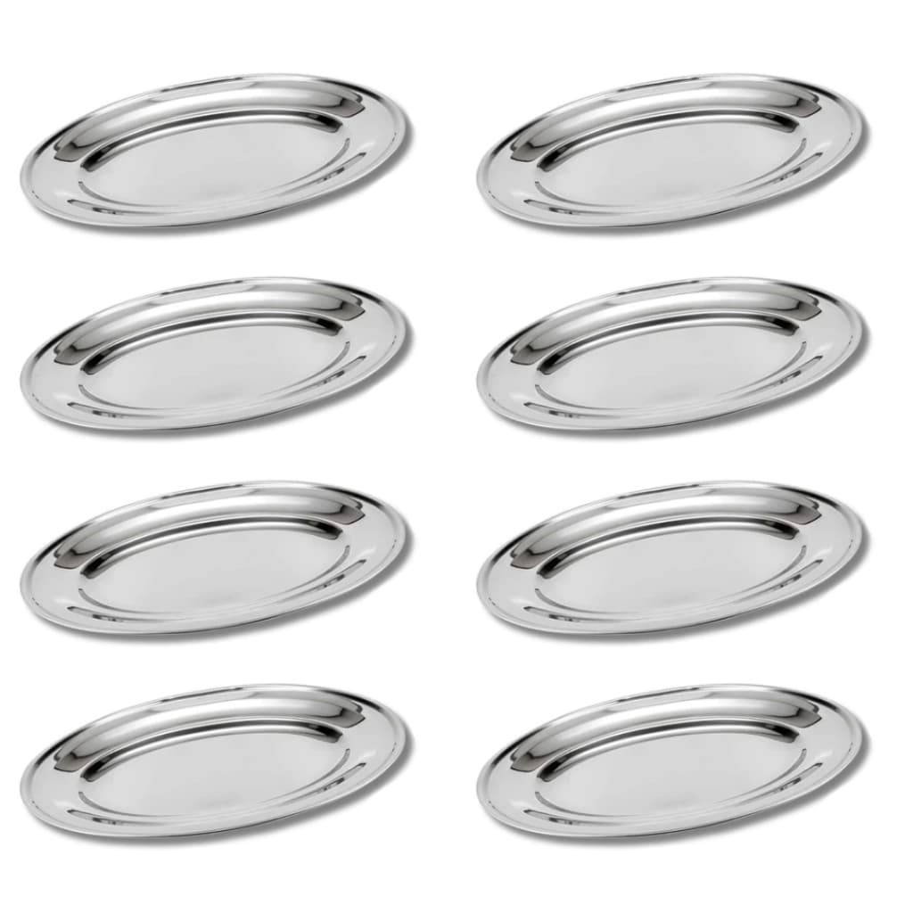Kit Bandejas Aço Inox Oval Travessa 35cm Petiscos Porções Saladas Restaurantes