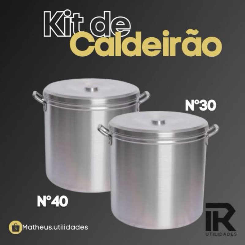 Kit 2 Caldeirão de alumínio Linha Hotel nº30 e 40 / Panela de alumínio /Caldeirão/ Caldeirão de Alumínio