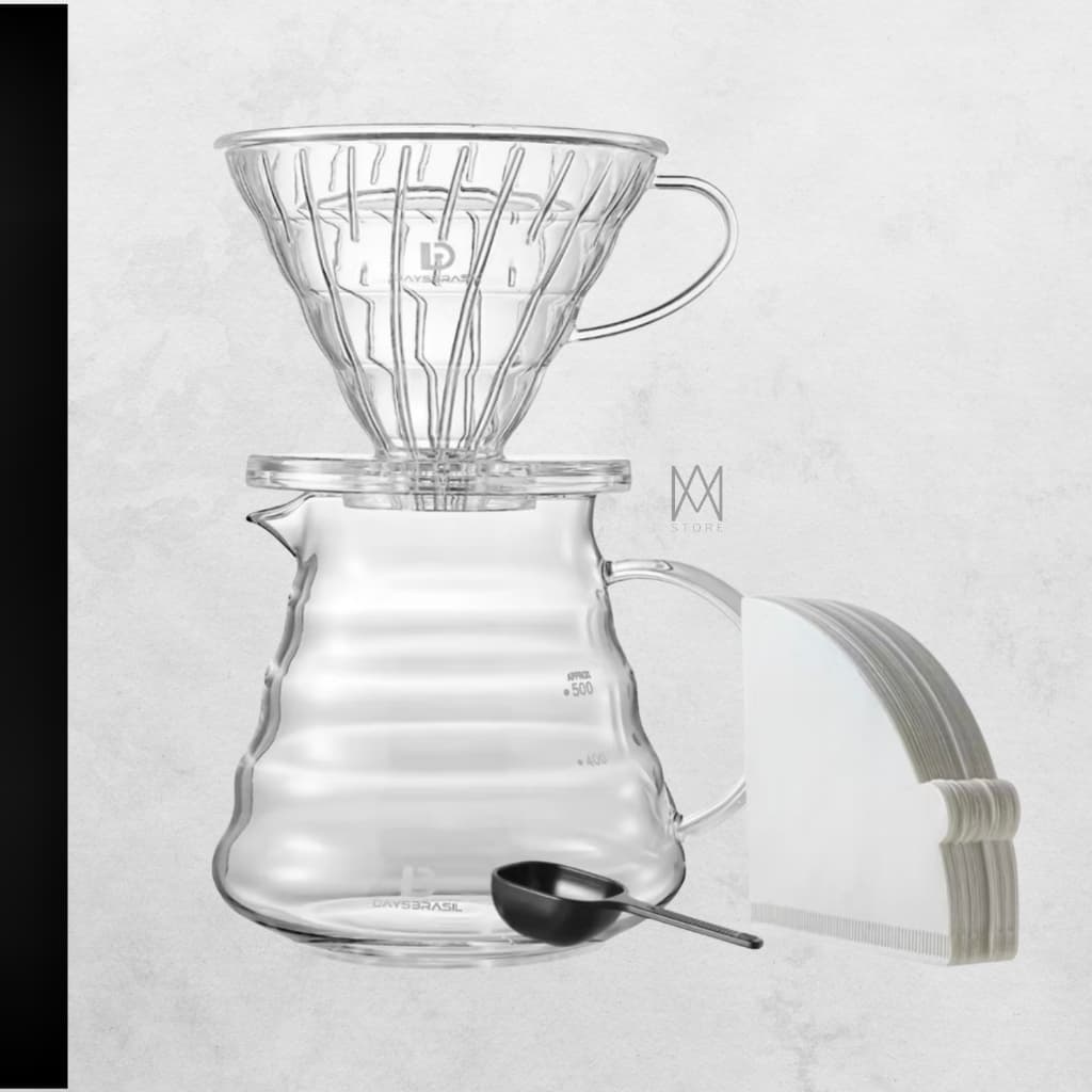 Cafeteira Manual V60 para Café Especial e Gourmet – Jarra 360ml + Porta Filtro + Filtros Inclusos.