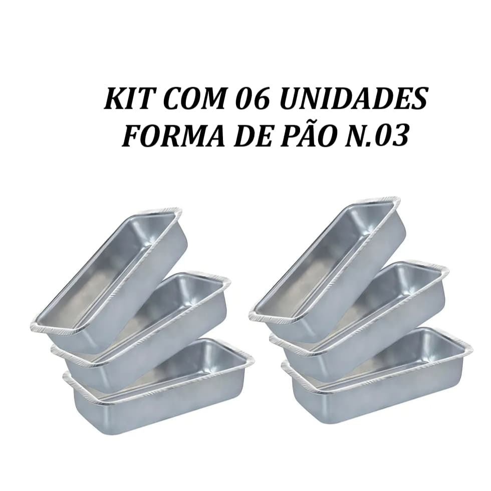 kit Forma De Pão Assadeira Caseiro N.03 Com 06 Unidades, Assadeira Alumínio De Alta Qualidade, Bolo Inglês  e Cuca