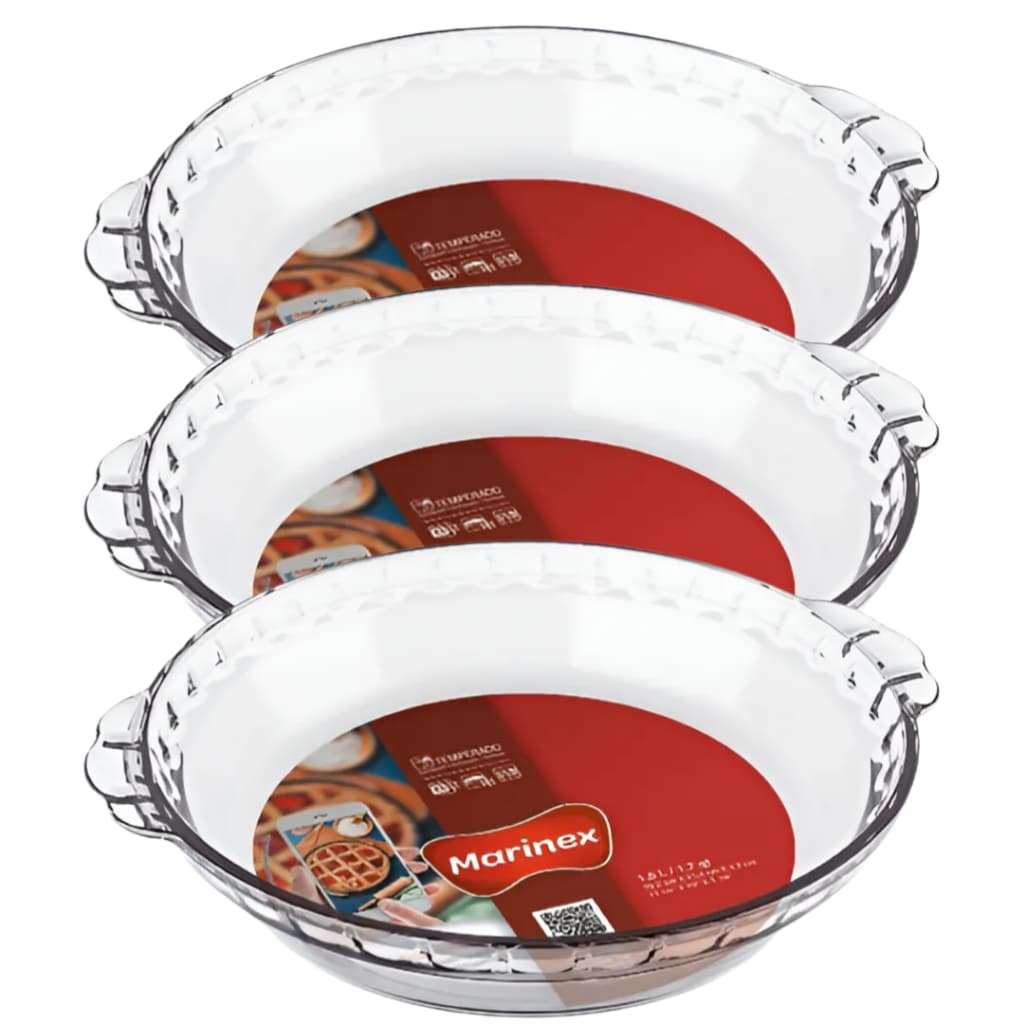 Forma Redonda Marinex 1,6L Vidro Temperado | Travessa Filetada Grande para Forno e Sobremesas
