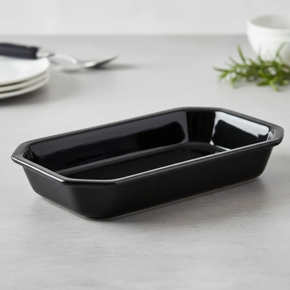 Travessa Retangular Preta Cerâmica Assadeira Forno Ideal para Lasanha Peixes Escondidinho Resistente Pronta Entrega