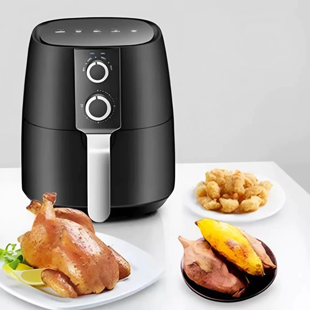 Fritadeira Airfryer Elétrica Com Timer 4,5L Preto 127V ou 220V Air fryer Panela Frita Sem Óleo