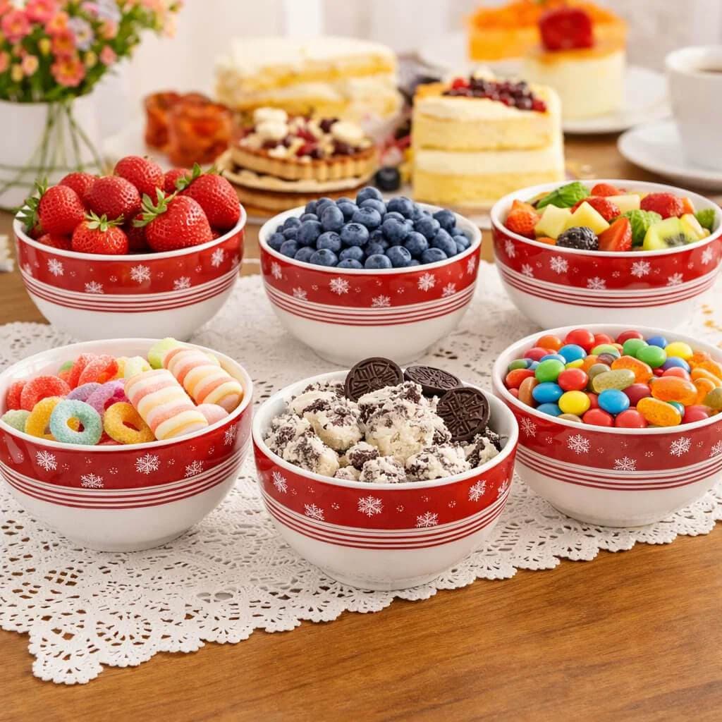 Kit Bowl Porcelana Premium Germer - Cumbuca 400ml - Bowl Jogo de Sobremesa Tigela - Bowl