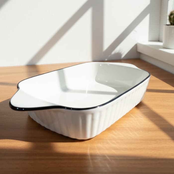Forma de Cerâmica Retangular Com Alça 670ml ou 770ml Travessa Assadeira Para Forno e Mesa Posta