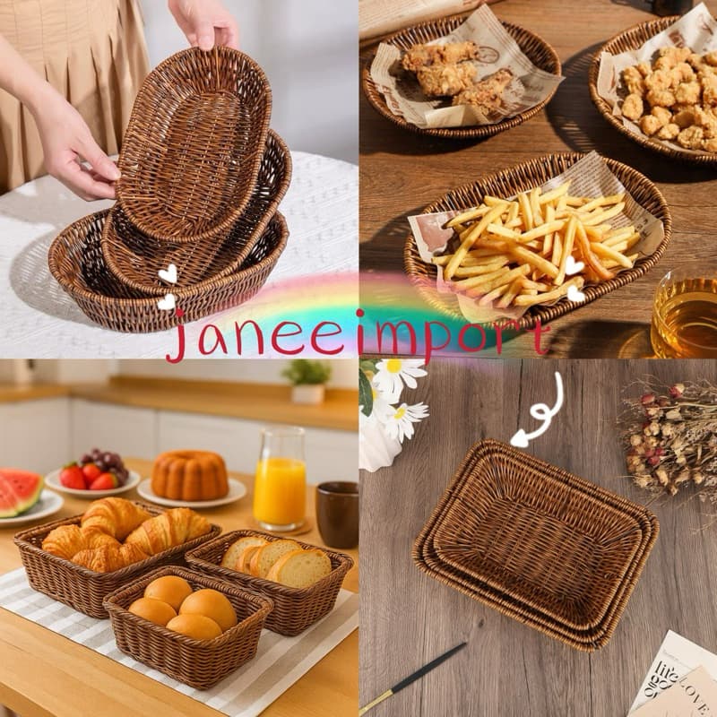 Cesto de pão retangular 26cm ou oval 28.5cm de pães frutas organizador multiuso
