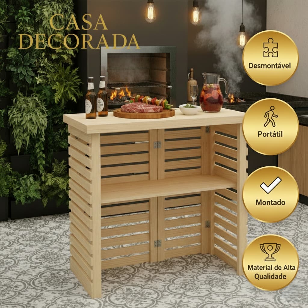 Mesa Balcão Bancada Portátil Desmontável e Já Montada