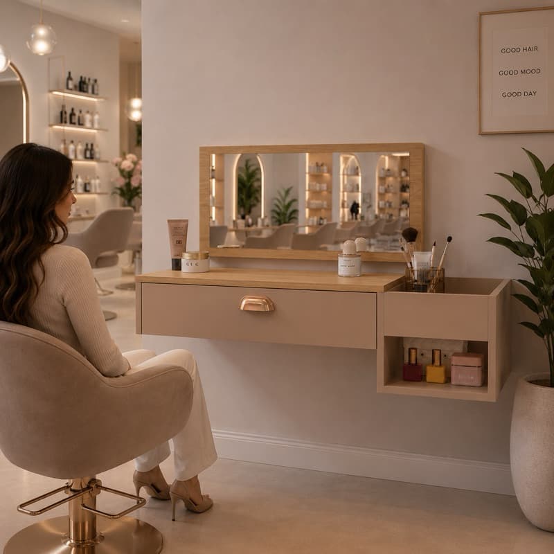 Penteadeira Bancada Camarim makeup Suspensa com Espelho, 0,90 e 1.20 Gaveta com Divisória e Nichos Make Up Body Splash