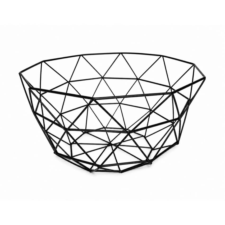 Fruteira De Mesa Aramado Fruteira de cozinha Redonda Cesto Organizador Geometrico Decorativo Preta
