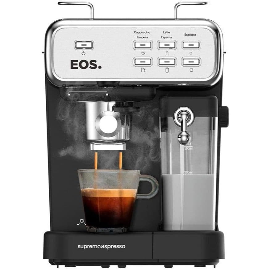 Cafeteira Espresso 3 em 1 EOS Prepara Espresso, Latte e Cappuccino com 20 Bar de Pressão Inox ECF07EC 110V