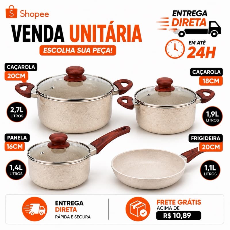 Panela Caçarola Com Tampa Ou Frigideira Cerâmica Antiaderente Cabo Não Esquenta Preto Bege Caçarola Gás Indução
