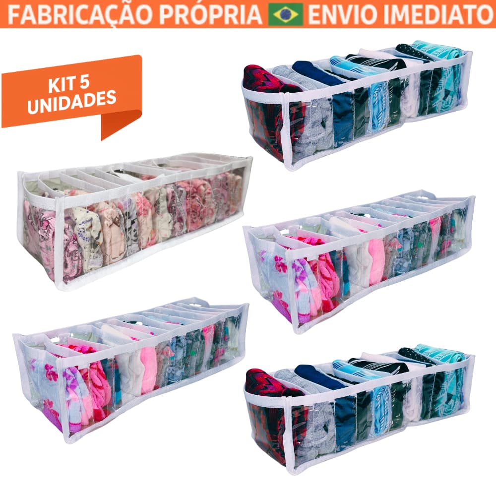 Kit 5 Colmeias Organizadoras P Premium  Gavetas, Meias, Cuecas e Lingerie Organizador Gavetas