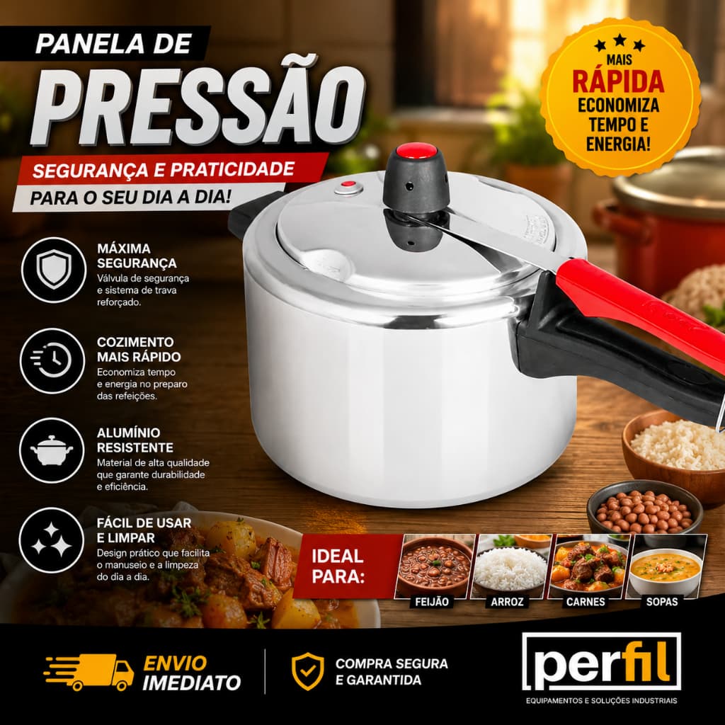 Panela de Pressão Clock 4L Panela de Pressão Polida IP45 Panela Alumínio Resistent Panela de pressao