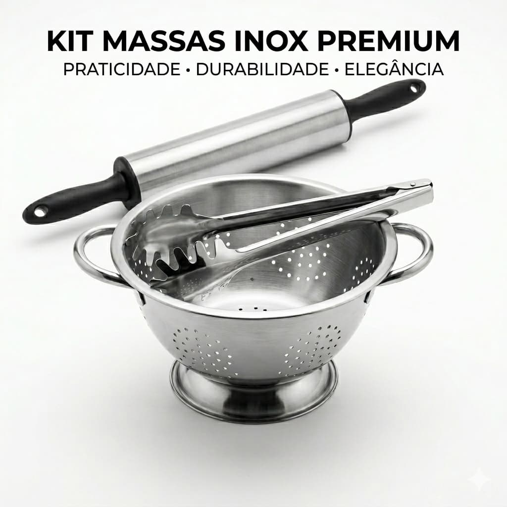 Rolo de Massa Inox Escorredor de Massas e Pegador de Massas Prepare Massas Perfeitas Cozinha Premium