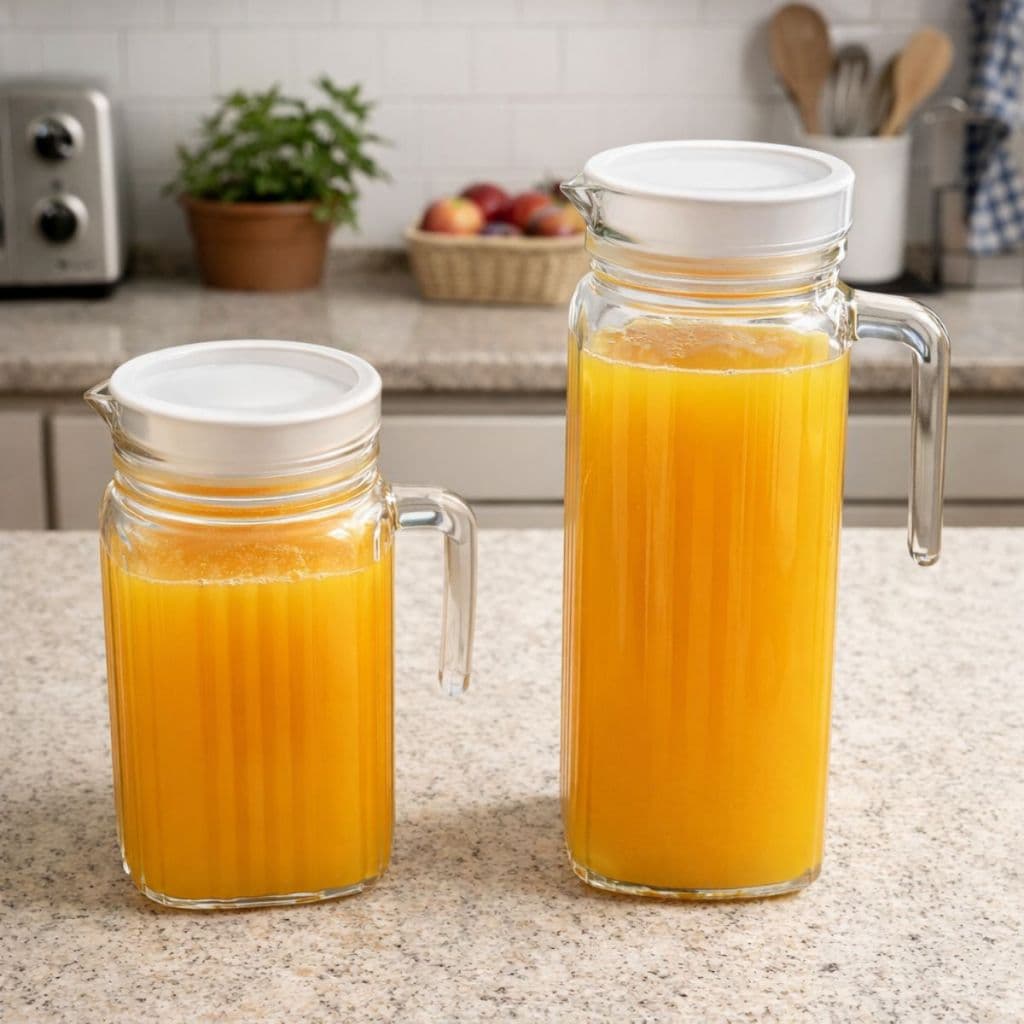 Kit 2 Jarra de Vidro Jarra para Suco água 1L 500ml Casa Jarra para Cozinha Vidro Com Tampa Plástica