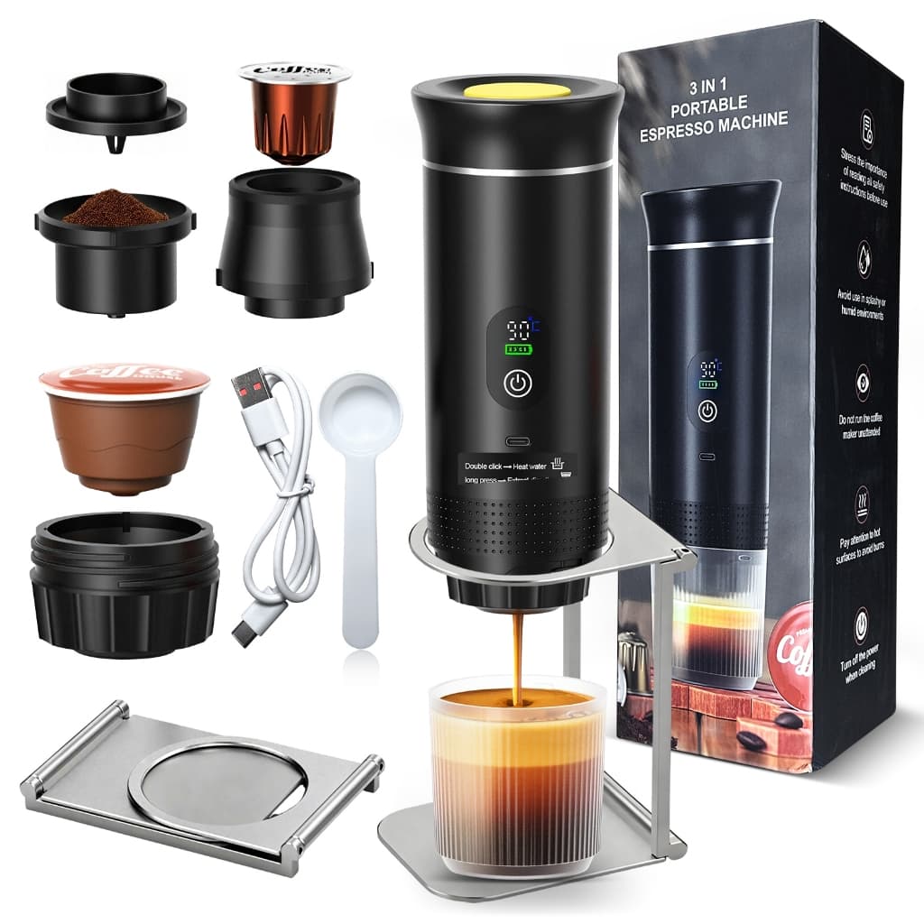Nova Cafeteira Elétrica Portátil 3 em 1 Esquenta Água Café Espresso 20 Bar