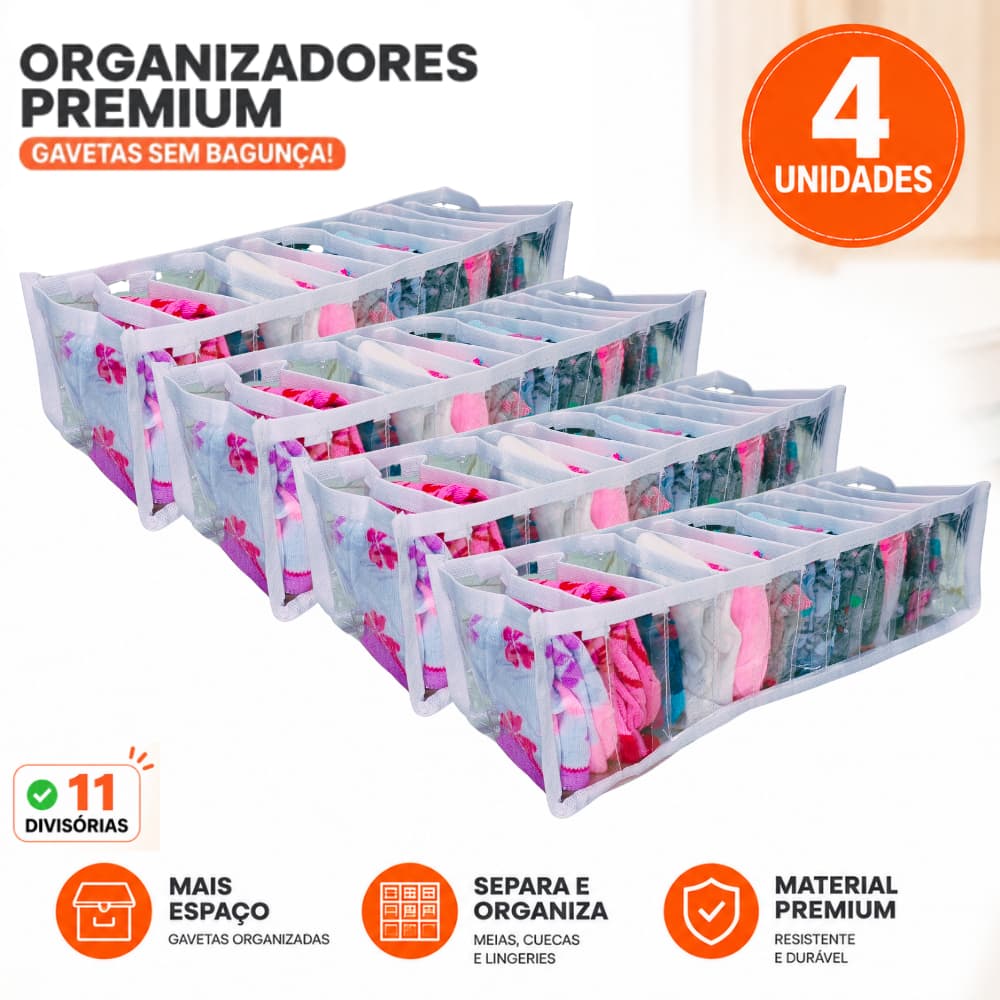 Kit 4 Colmeias Organizadoras P1 Premium  Gavetas, Meias, Cuecas e Lingerie Organizador Gavetas
