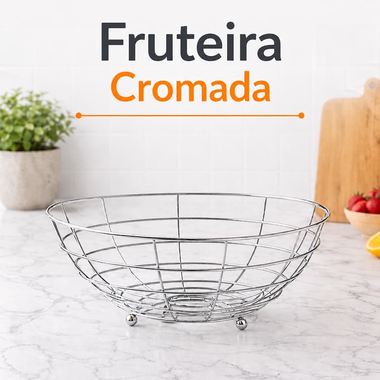 Fruteira de Mesa Aço Inox Fruteira Aramada Cesto de Frutas Moderna Resistente Cozinha Bancada