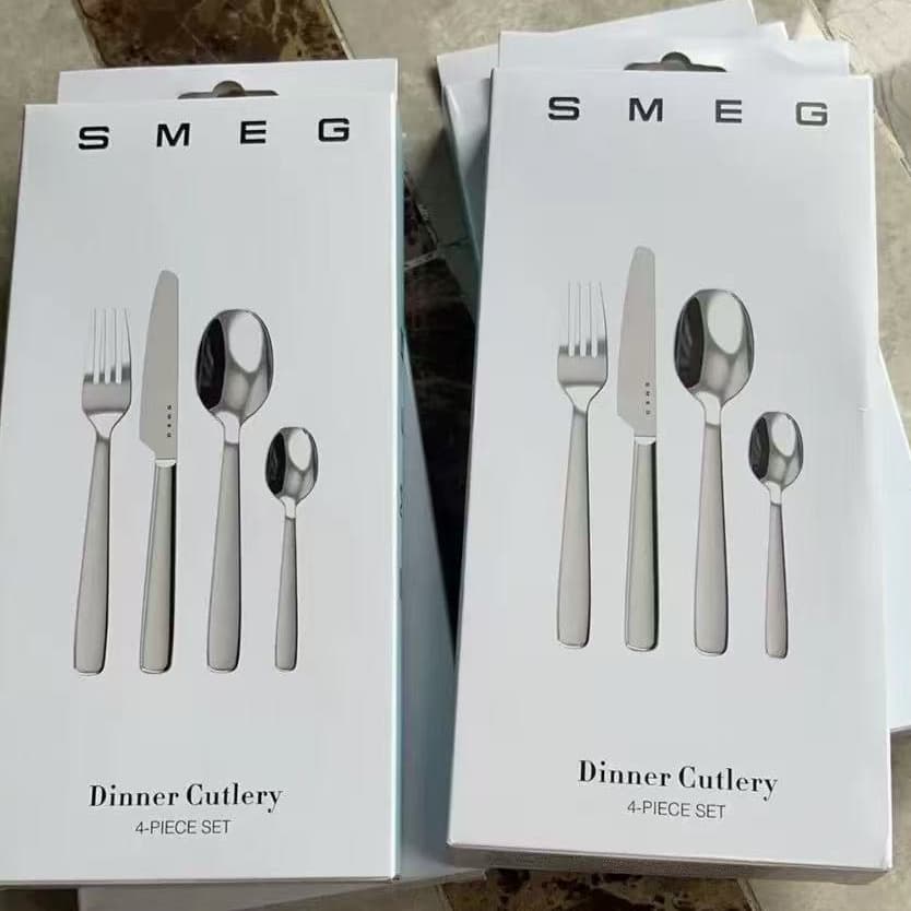 SMEG Faca de mesa SMEG Talheres ocidentais Conjunto de quatro peças Faca Colher Garfo Conjunto de faca de aço inoxidável
