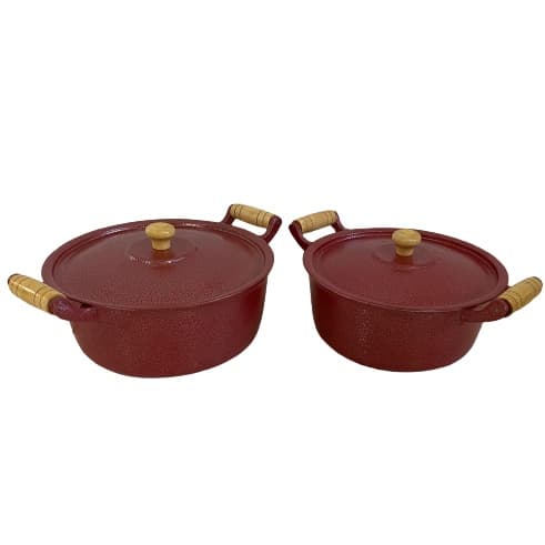 Jogo de panelas 2 Caçarola Alumínio Batido Vermelha/Preta Craqueada Fundido Panela Minas Caçarolas Utensílios Domésticos