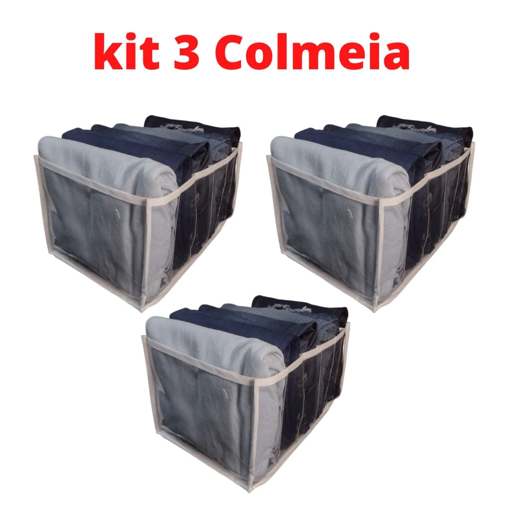 Colmeia organizadora gaveta XGG - Kit Colmeia organizadora Calça Jeans - Kit 3 organizador de Gaveta XGG - Kit 3 Colmeia Organizadora Jeans