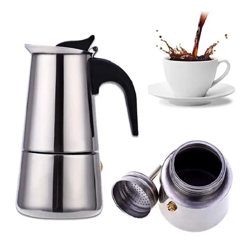 Cafeteira Italiana Expresso Aço Inox 4 6 9  Xicara Filtro Térmica Manual Com Filtro Café Chá