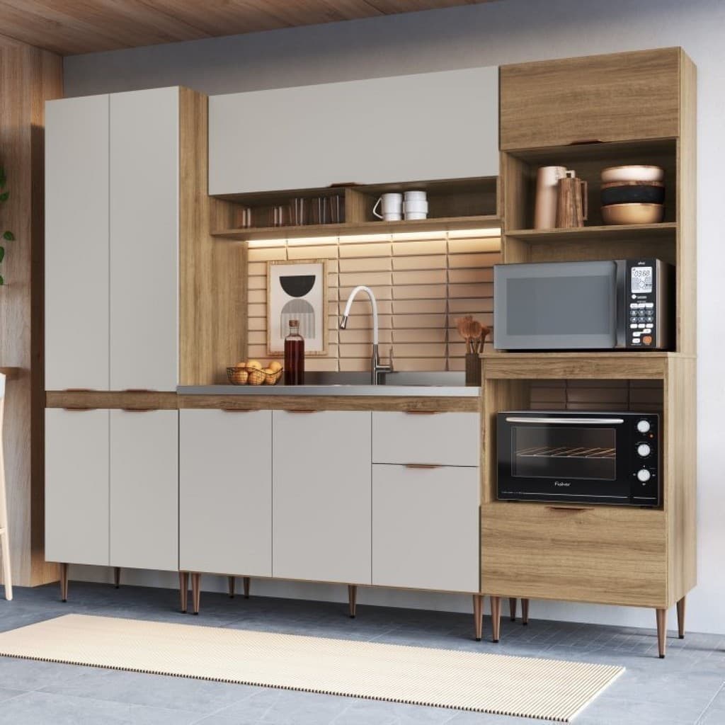 Cozinha Completa Modulada 4 Peças com Torre Quente para 2 Fornos e Paneleiro Duplo Veneza Modulada