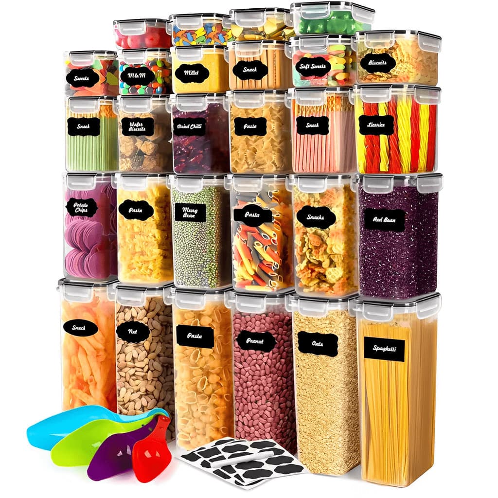 Potes Herméticos Porta Mantimento Kit Organizador Armário Despensa Cozinha Alimentos Transparente