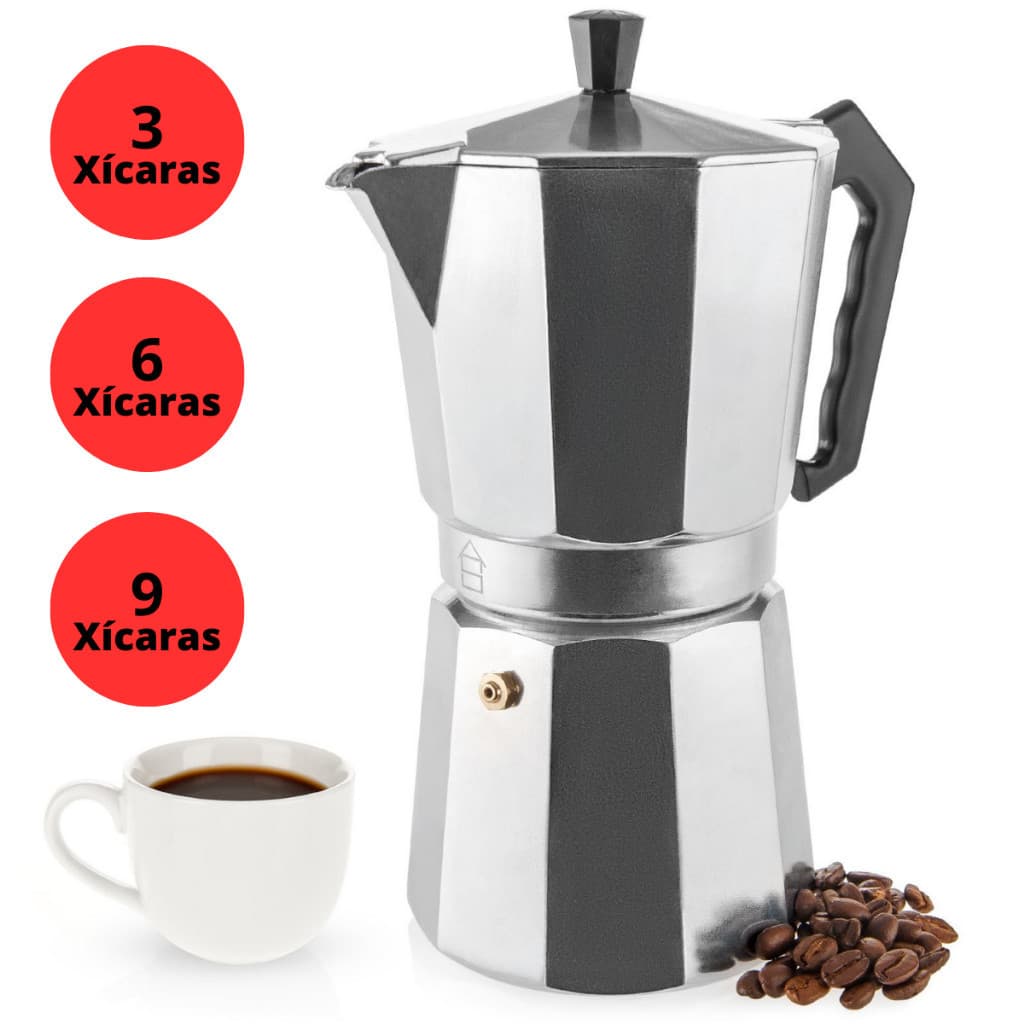 Cafeteira Italiana de Alumínio Café Expresso 6 e 9 Xícaras Cafeteira Italiana Moka Express Aço