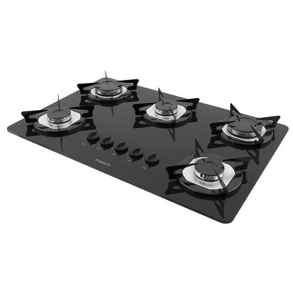 Fogão Cooktop 5 Bocas Mesa Em Vidro - Preto - Fogatti Inox 27000201-00