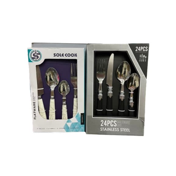 Conjunto de Talheres Conjunto de Talheres Completo 24 Peças Talheres em Aço Inox