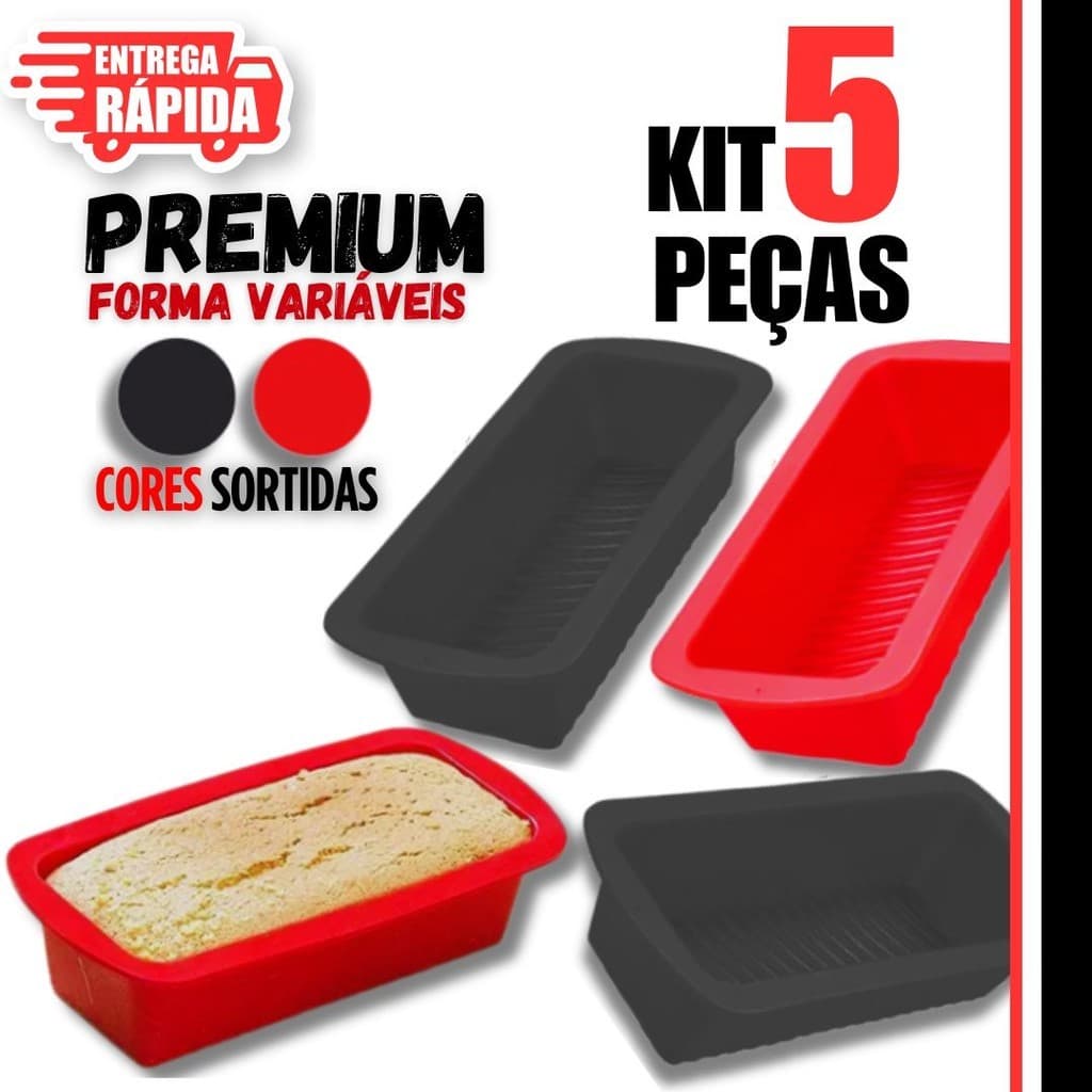 Kit 5 Forma assadeira Pão Silicone Torta Pudim Bolo Inglês Sobremesa Culinária formas assadeira 17CM