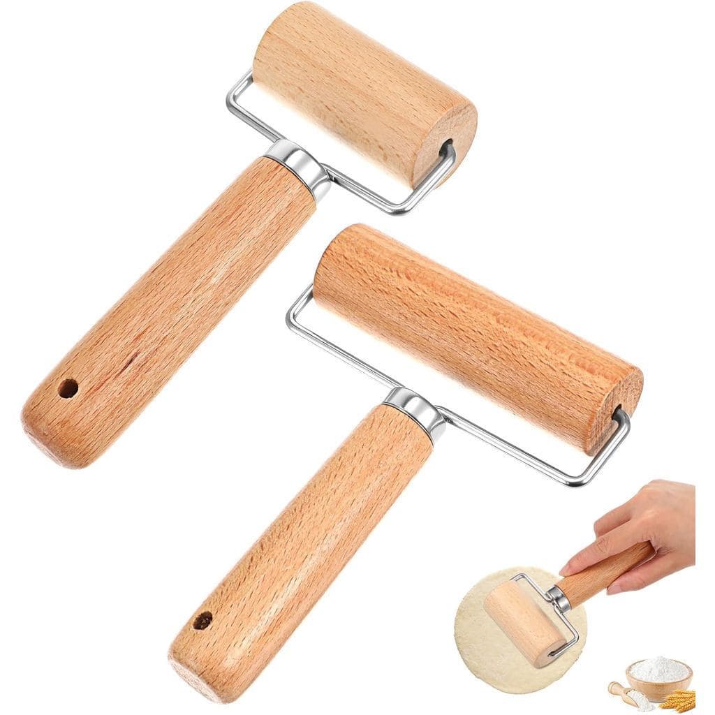 Conjunto de 2 rolos de madeira para assar, conjunto de rolos antiaderentes para massa. O rolo para massa de pizza é adeq