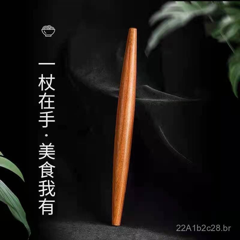 Rolo de massa em formato de barriga de peixe, rolo de massa Hong Guibao com extremidades planas, rolo de massa de madeir