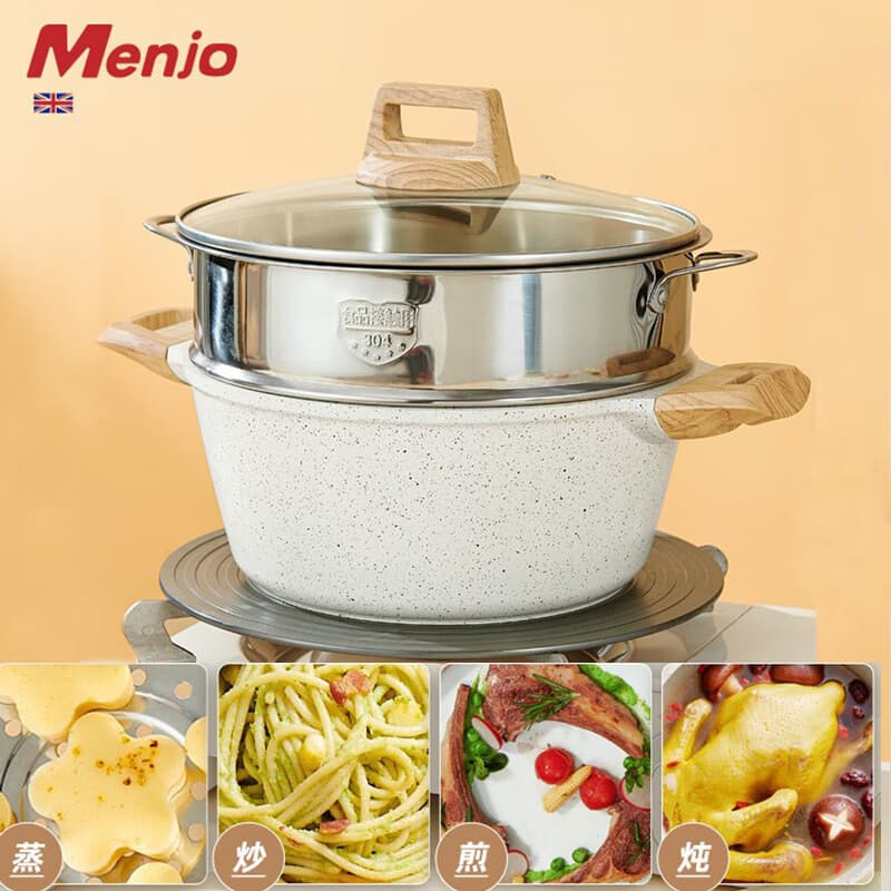 Panela de Sopa de Pedra Maifan Mingjue, Panela Antiaderente, Panela Doméstica com Alça Dupla, Panela para Mingau, Panela